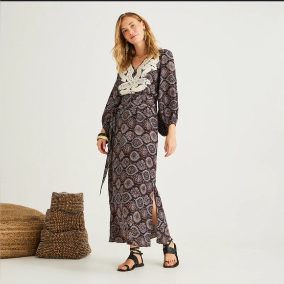 CALYPSO ST. BARTH Paloma Silk Kaftan Bold Print Midi Dress NWT - Picture 1 of 7